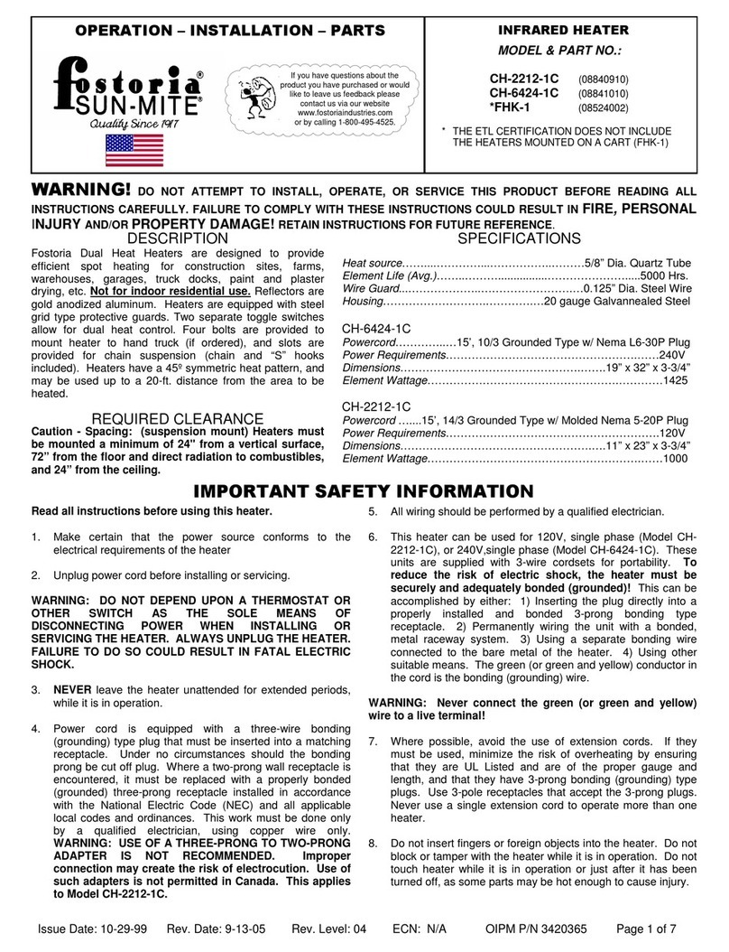 Fostoria CH-6424-1C Operation, installation and parts