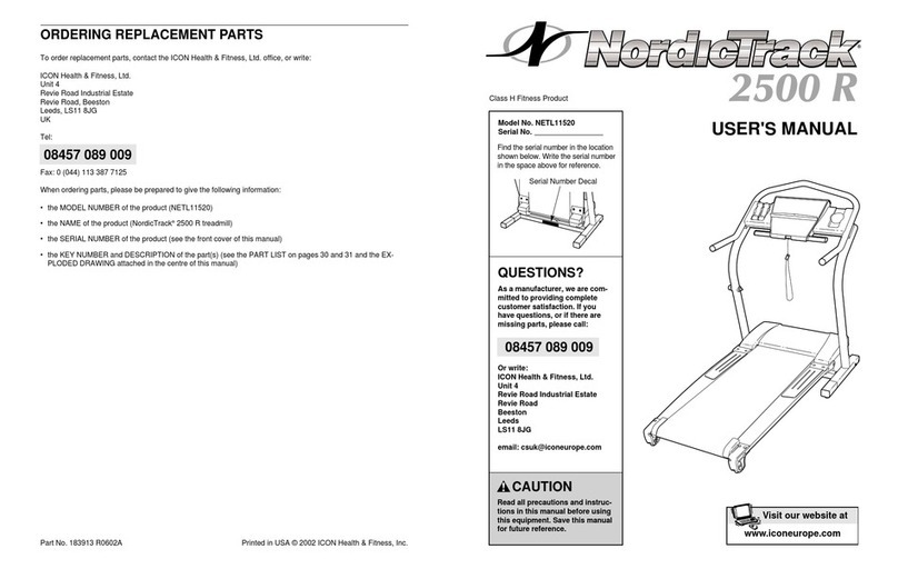 ICON Health & Fitness NordicTrack 2500 R user manual