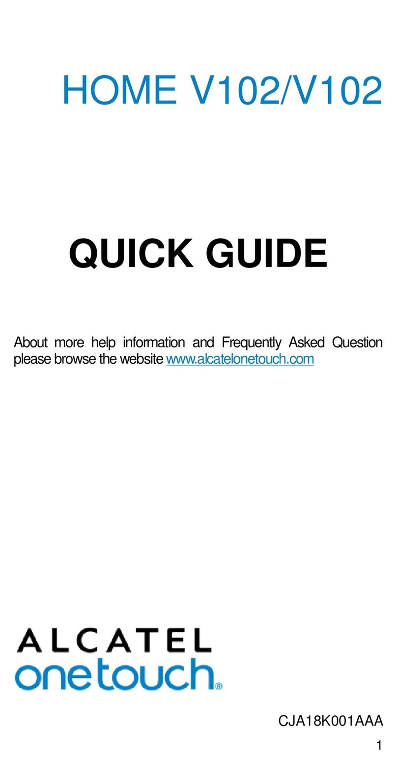 Alcatel Home V102 quick guide