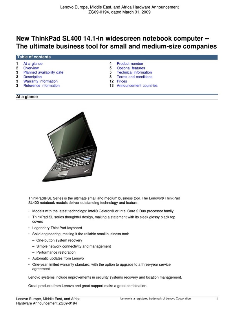 Lenovo ThinkPad SL400 manual