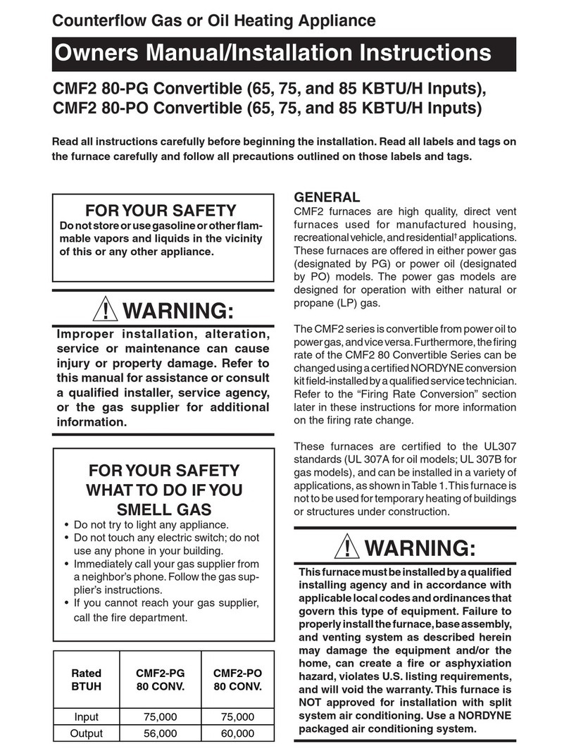 Nordyne CMF2 80-PG Convertible Operating instructions