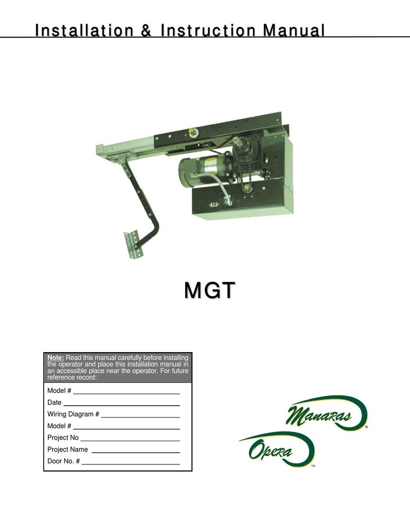 Manaras Opera MGT Installation and instruction manual