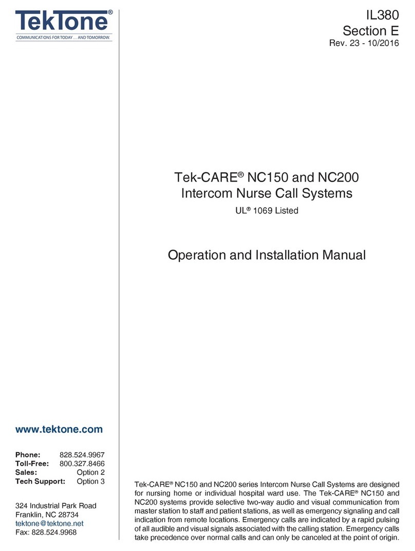 TekTone Tek-CARE NC150N Operation and installation manual