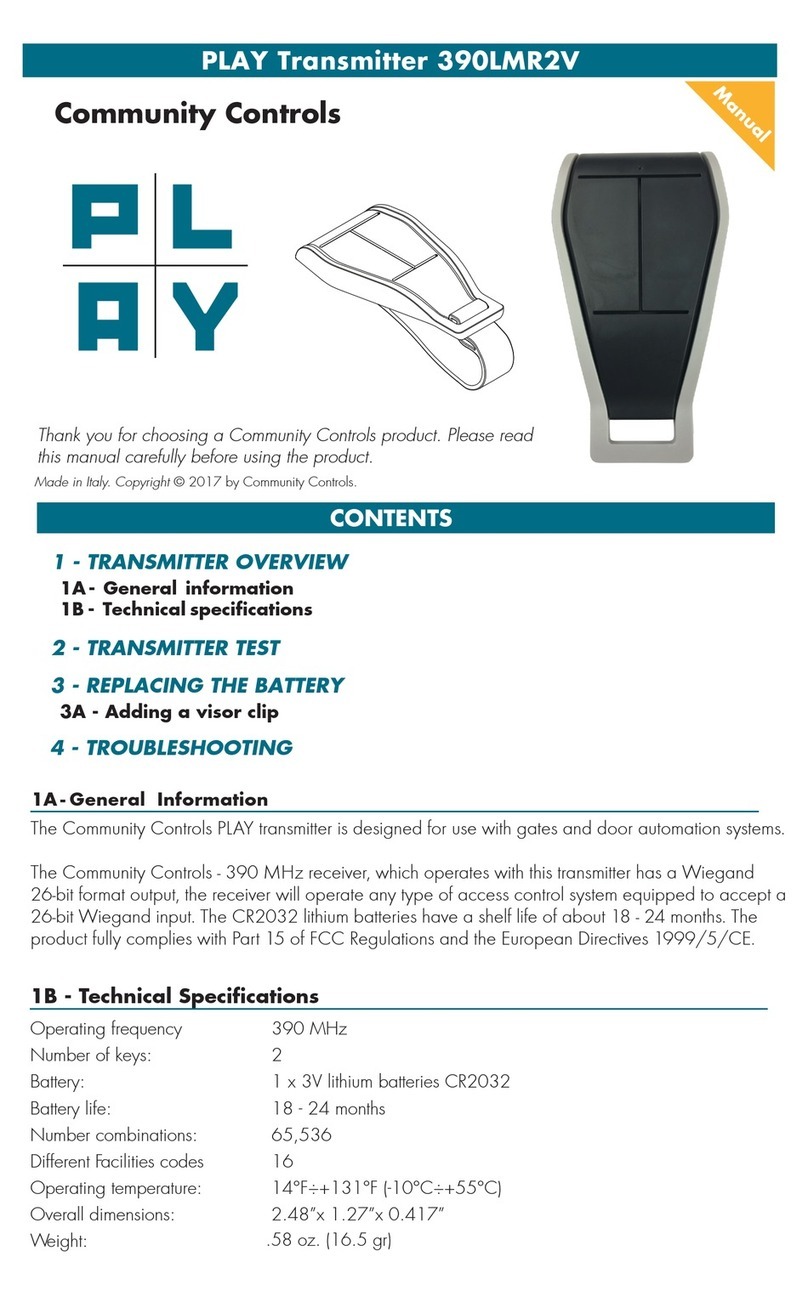 Community Controls 390LMR2V User manual
