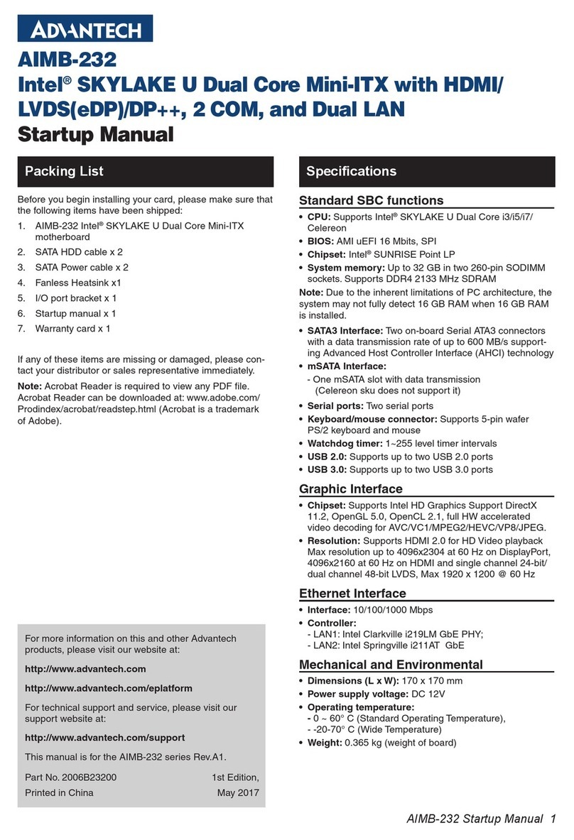 Advantech AIMB-232 Startup manual