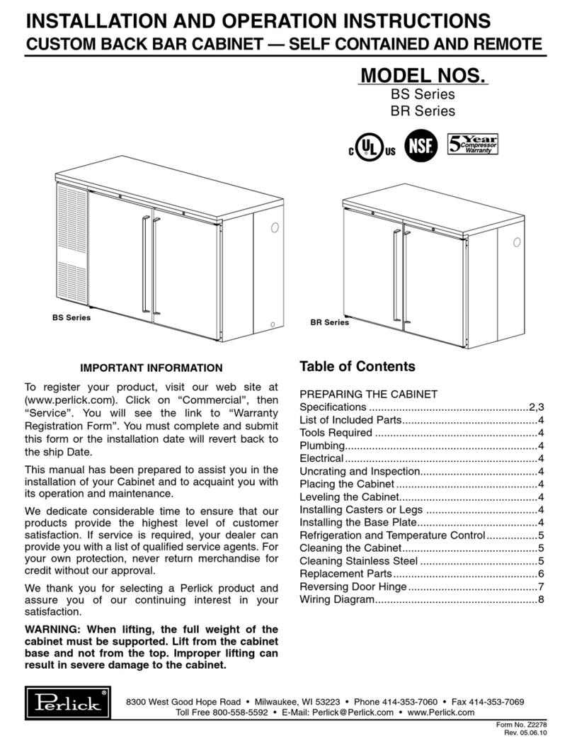 Perlick BS60 Installation and operation instructions
