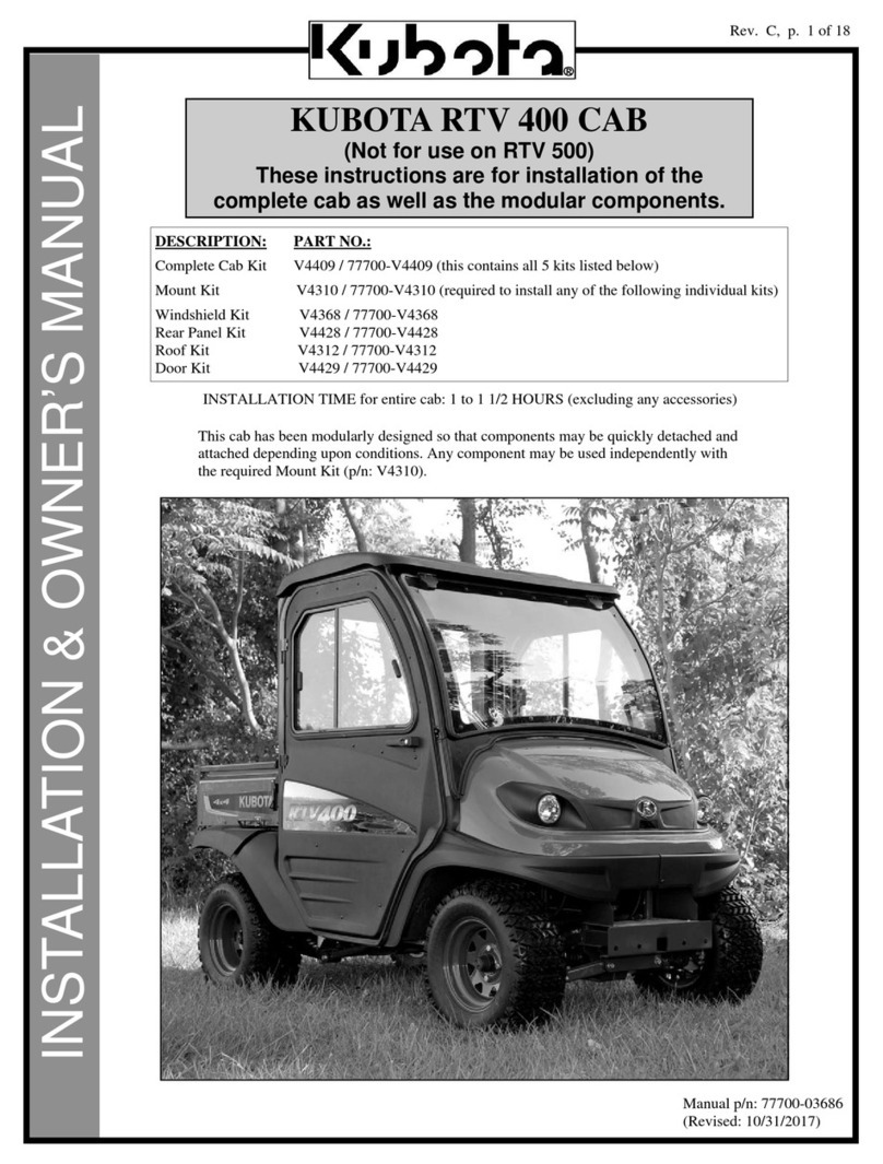 Kubota RTV 400 CAB Installation & owner's manual Kubota RTV 400 CAB Installation & owner's manual