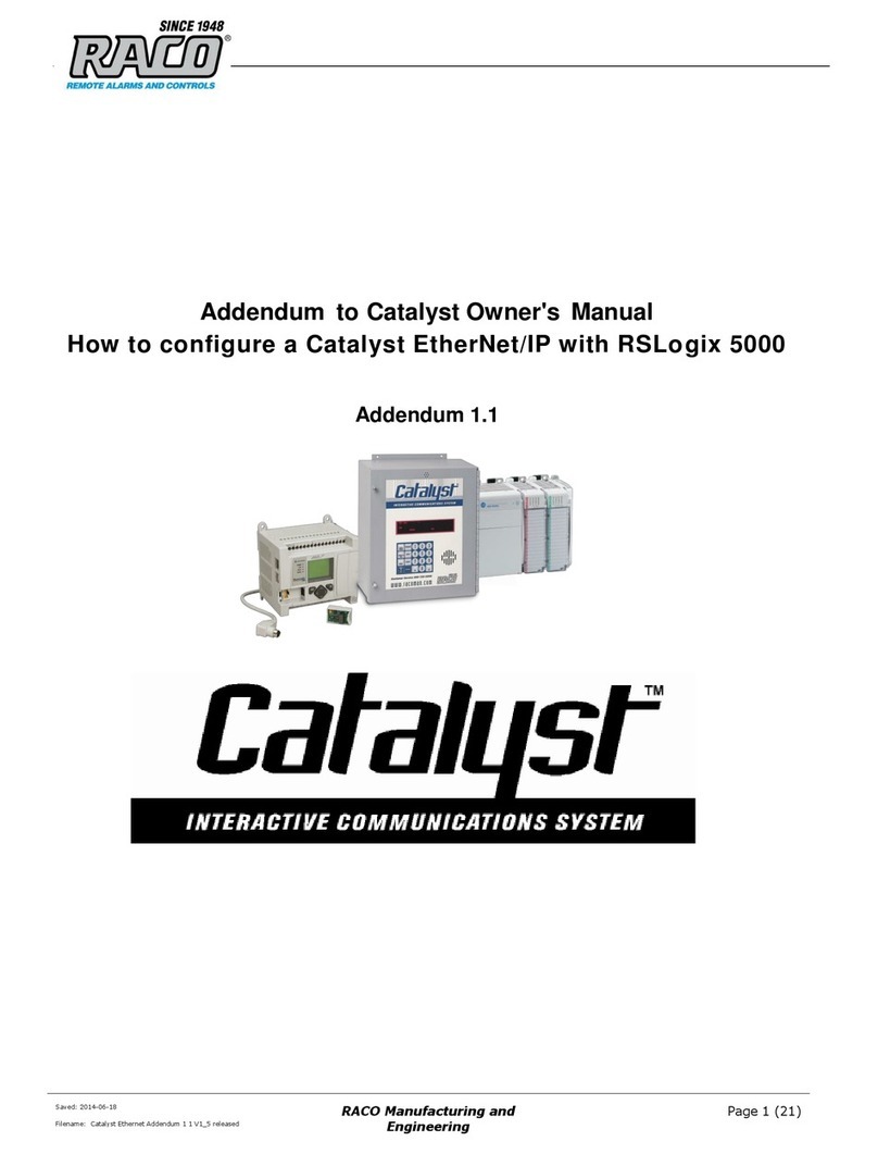 Raco Catalyst Addendum to owner's manual