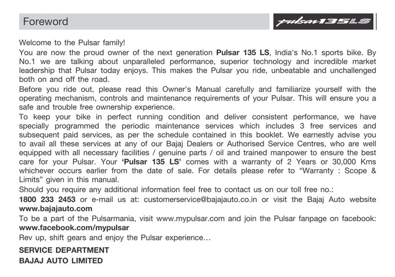 Bajaj Auto Pulsar 135 LS User manual Bajaj Auto Pulsar 135 LS User manual