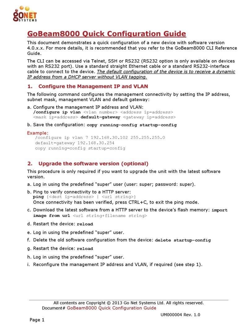 Gonet Systems GoBeam8000 Quick configuration guide
