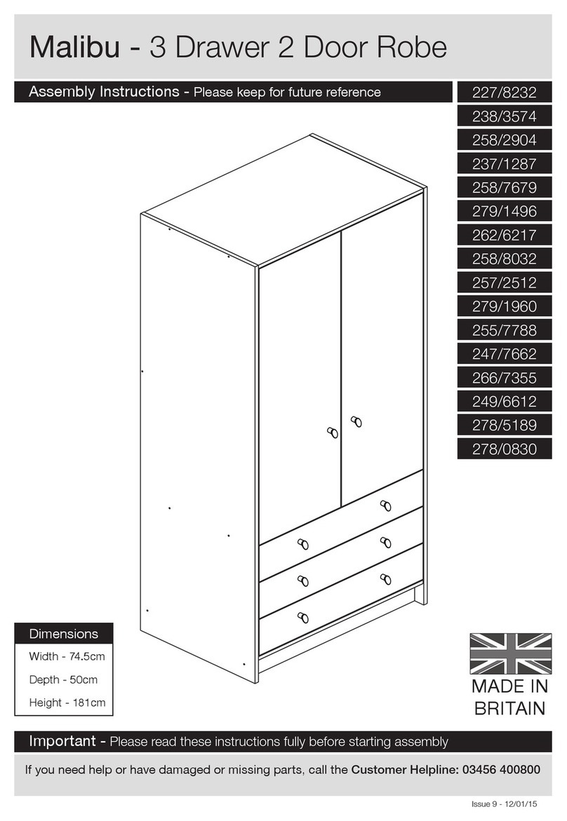 Argos Malibu 3 Drawer 2 Door Robe User manual Argos Malibu 3 Drawer 2 Door Robe User manual