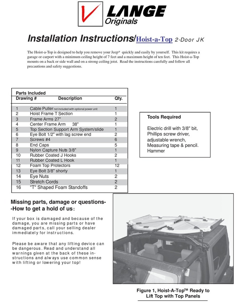 Lange Hoist-a-Top 2-Door JK installation instructions