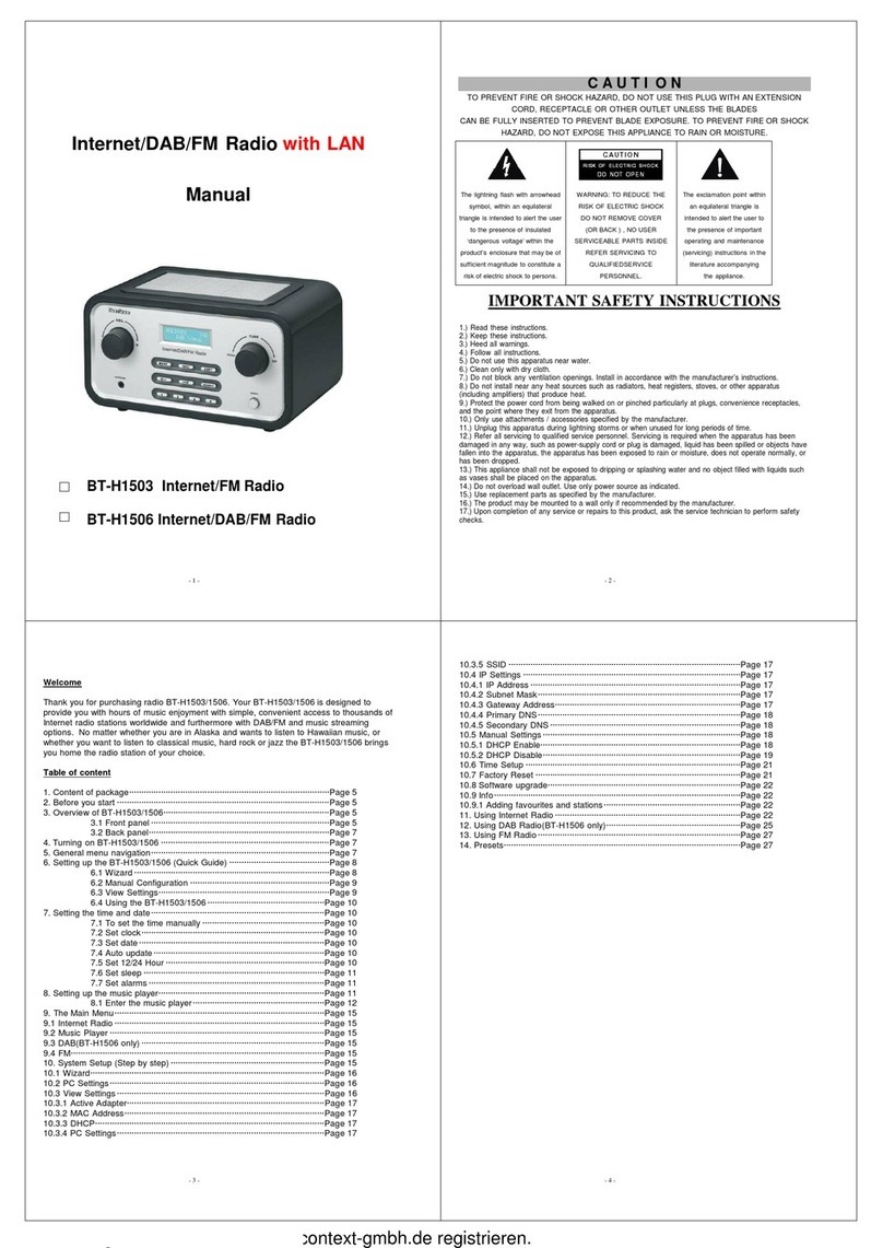 Clint BT-H1503 User manual