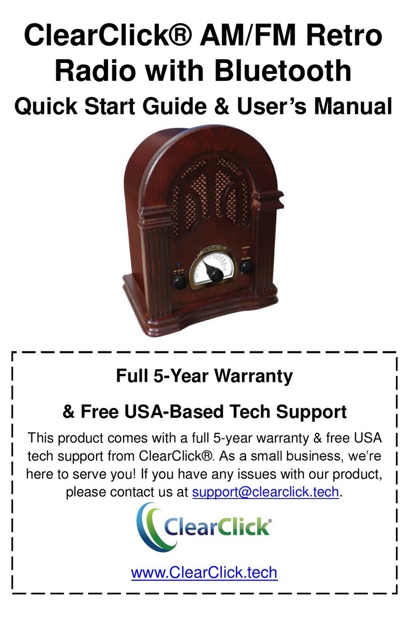 ClearClick AM/FM Retro Radio Quick start guide & user's manua