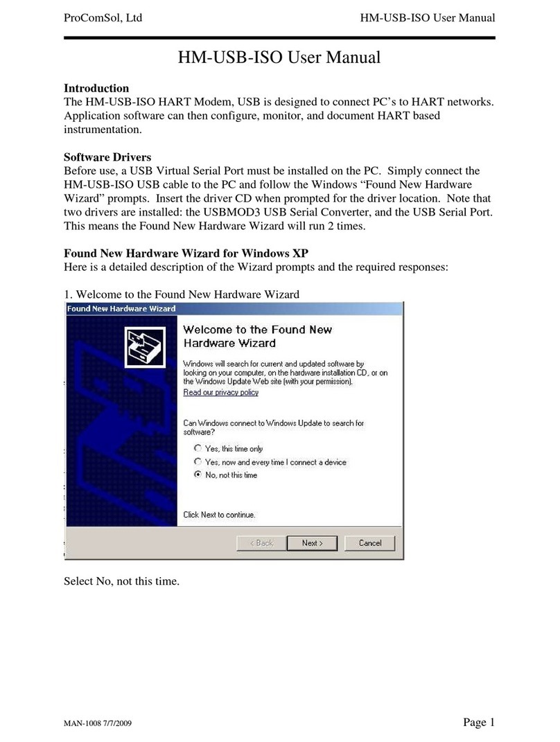 ProComSol HM-USB-ISO User manual