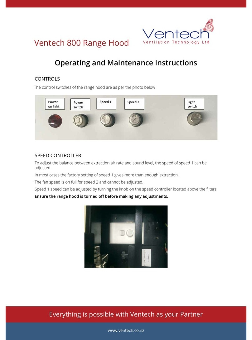 Ventech 800 Operating and maintenance instructions and service parts list