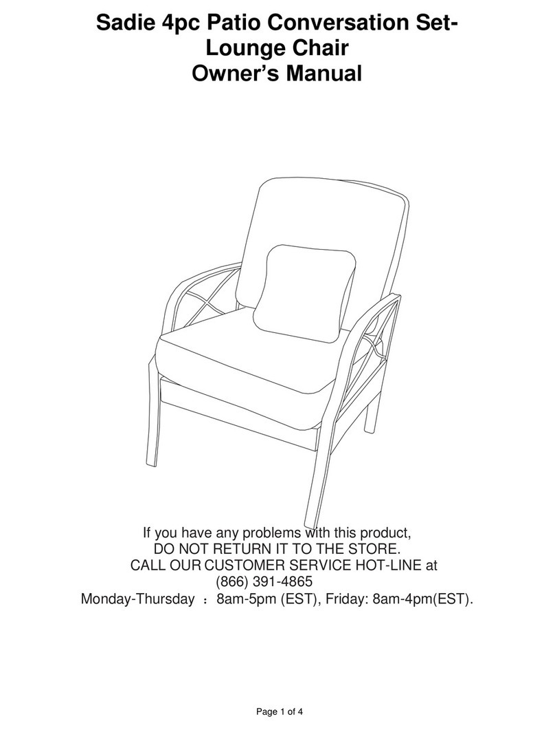 BJI Furniture Sadie 4pc Patio Conversation Set Lounge... owner's manual