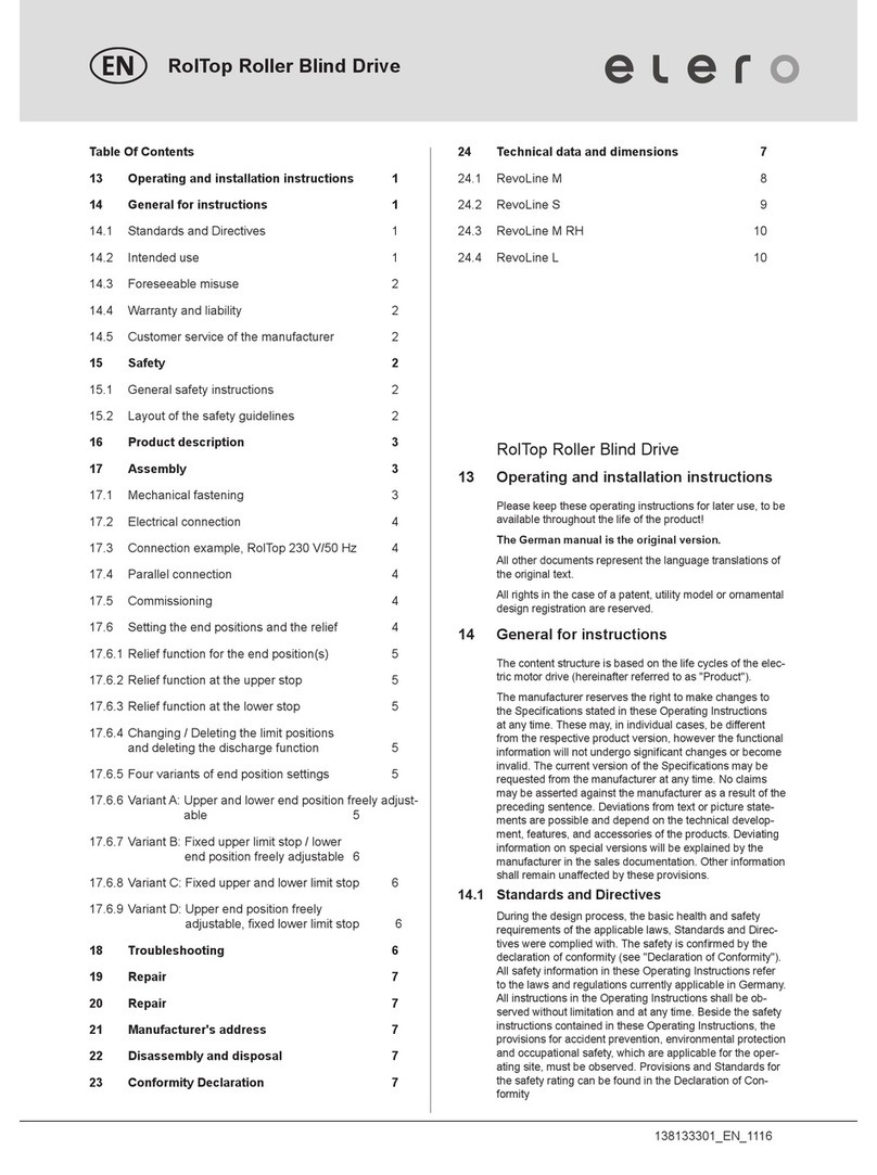 elero RevoLine M RolTop M6 user manual