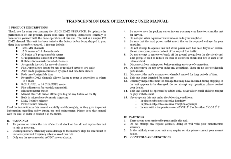 PRO Light TRANSCENSION DMX OPERATOR 2 user manual