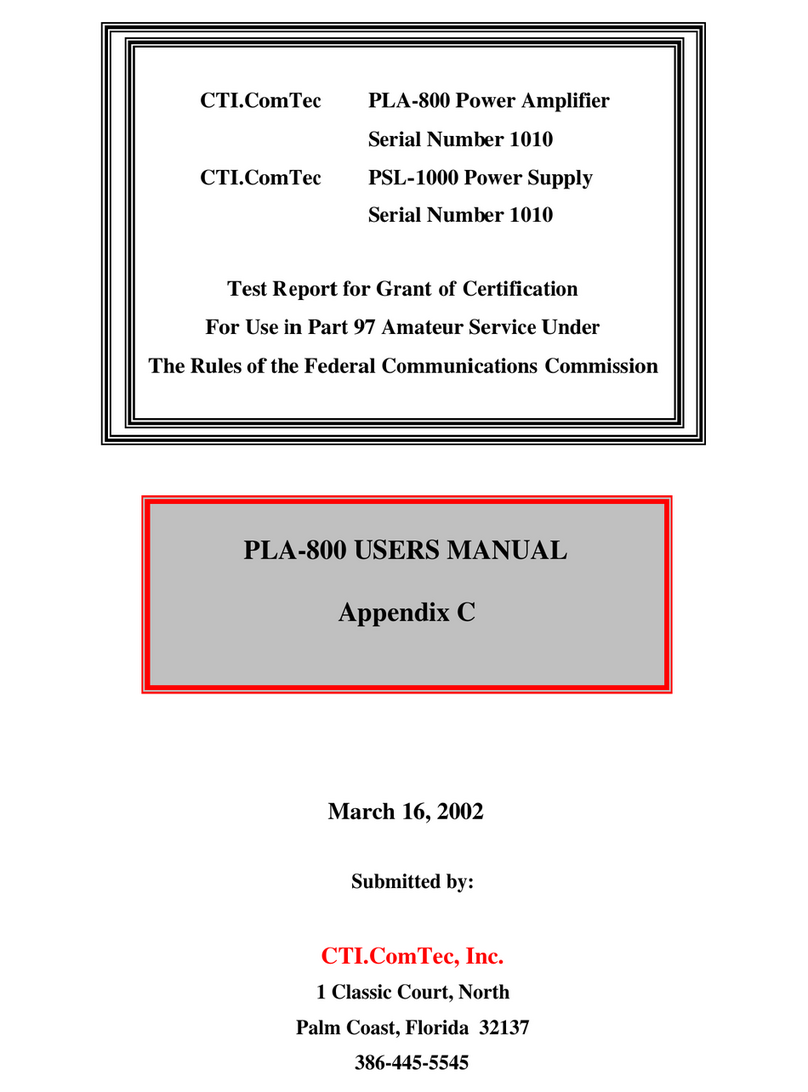 CTI ComTec, Inc. PLA-800 User manual