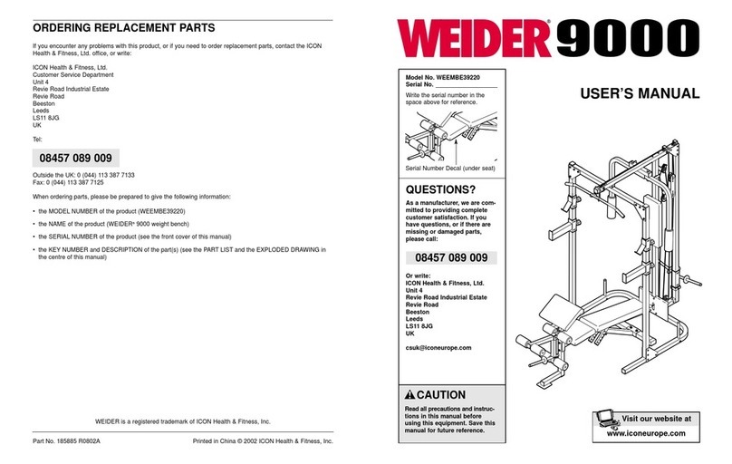 ICON Health & Fitness Weider 9000 user manual