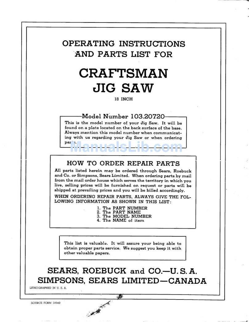 Craftsman 103.20720 operating instructions