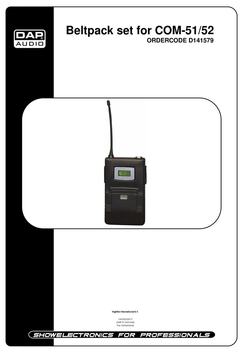 DAPAudio Beltpack set for COM-51/52 User manual