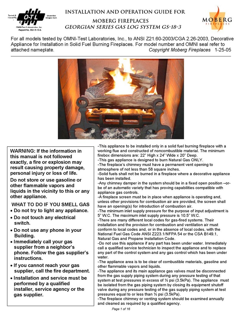Moberg Fireplaces GS-18-3 Installation and operation guide