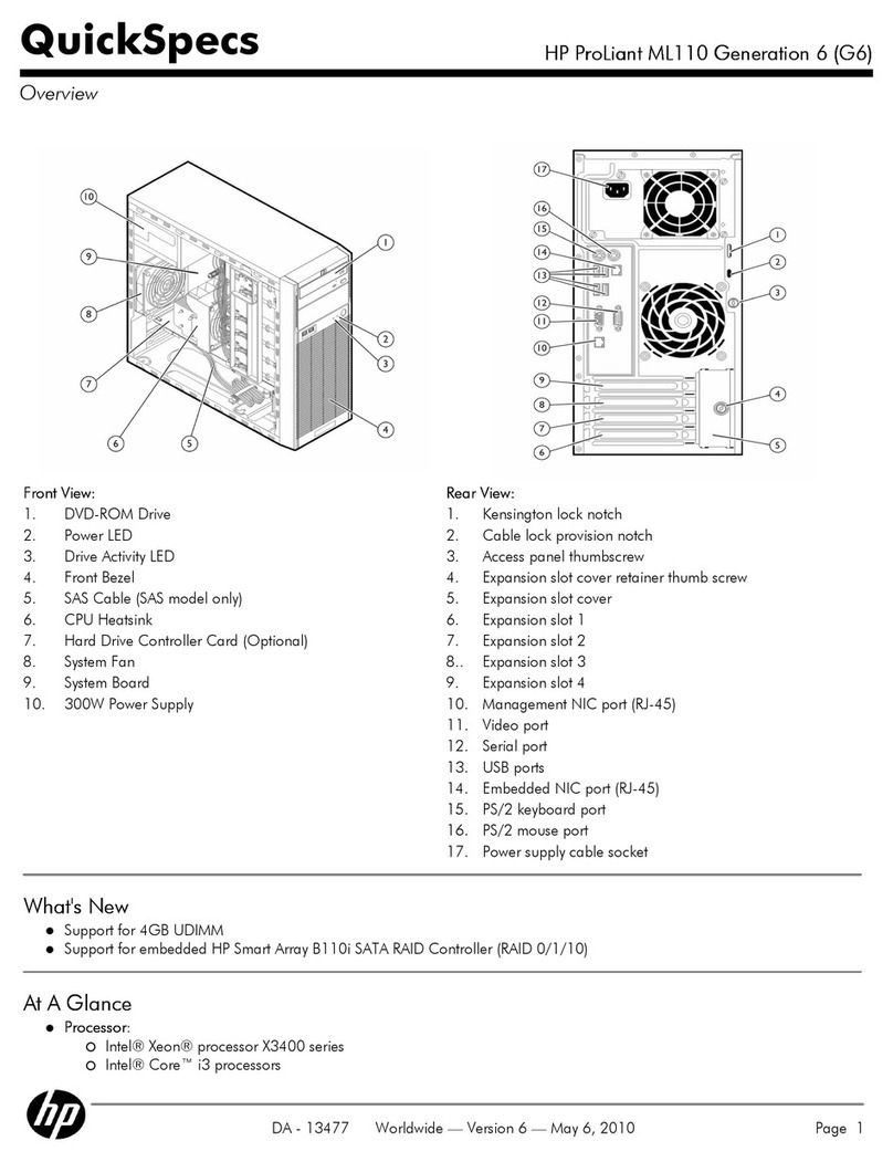 HP ProLiant ML110 Generation 6 (G6) Quickspecs