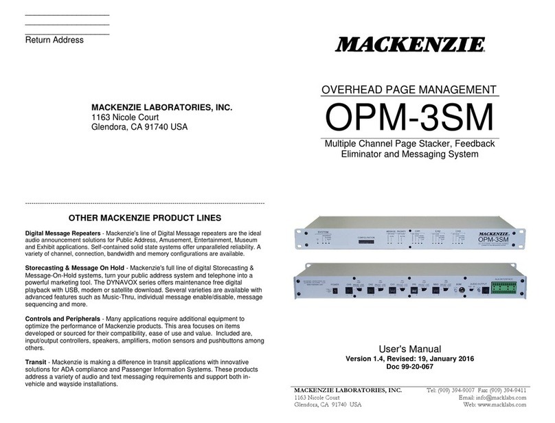 Mackenzie OPM-3SM User manual