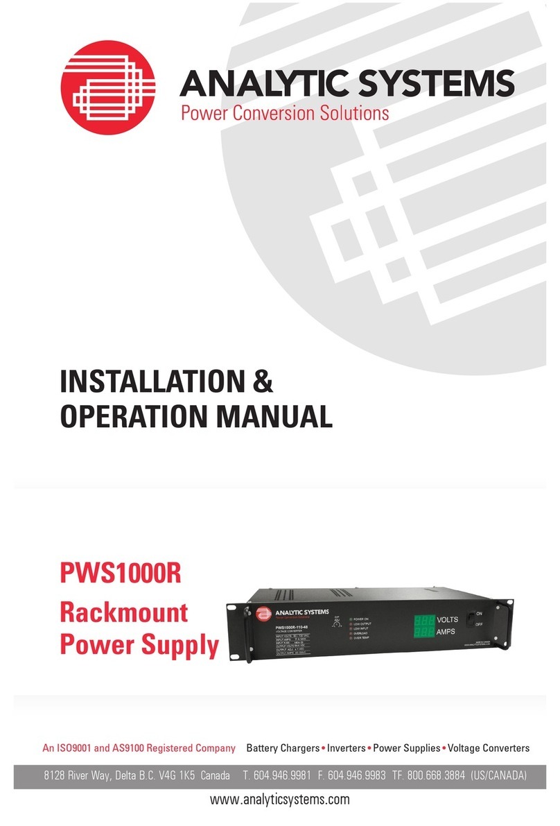 Analytic Systems PWS1000R series Installation & operation manual