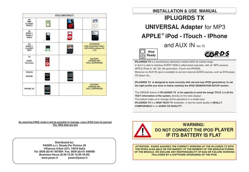 Paser iPlug RDS TX Installation & use manual