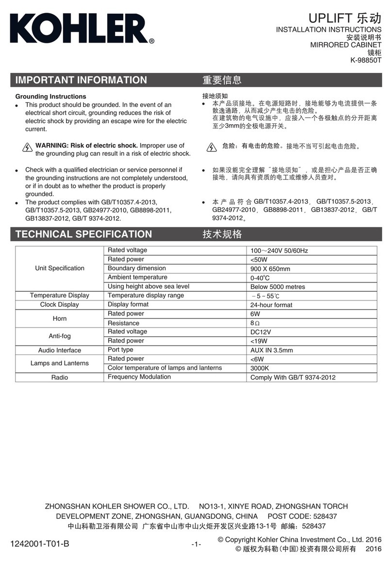 Kohler K-98850T User manual