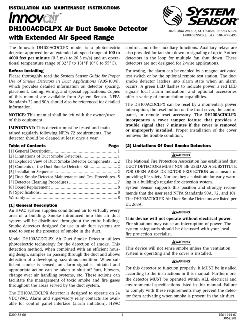 System Sensor Innovair DH100ACDCLPX User manual