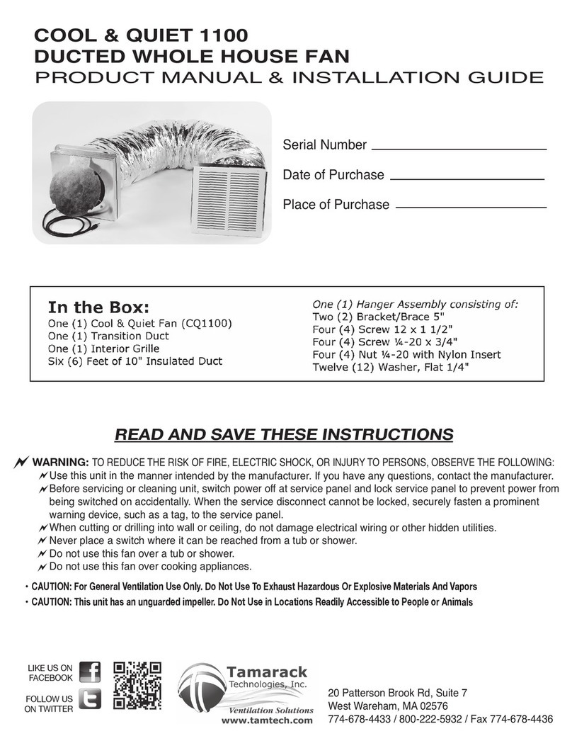 Tamarack Technologies COOL & QUIET CQ1100 Product manual & installation guide Tamarack Technologies COOL & QUIET CQ1100 Product manual & installation guide