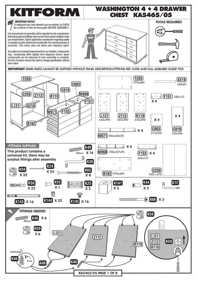 Kit-Form WASHINGTON 4 PLUS 4 DRAWER CHEST Assembly manual Kit-Form WASHINGTON 4 PLUS 4 DRAWER CHEST Assembly manual