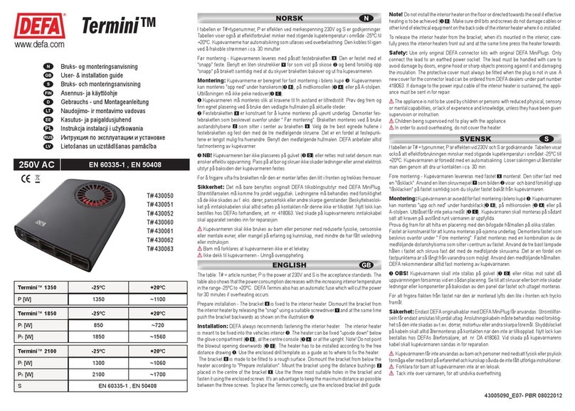 DEFA Termini 1350 User's installation guide