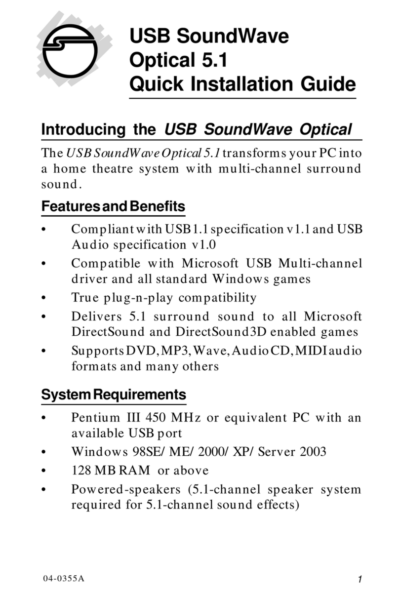 SIIG SoundWave 5.1 PCI-LP Quick installation guide