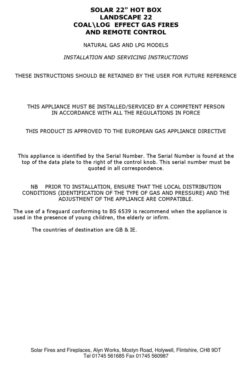 Solar Fires and Fireplaces LANDSCAPE 22 Installation and servicing instructions Solar Fires and Fireplaces LANDSCAPE 22 Installation and servicing instructions