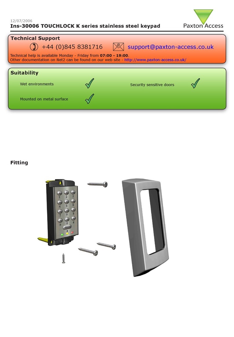 Paxton Access TOUCHLOCK K38 manual