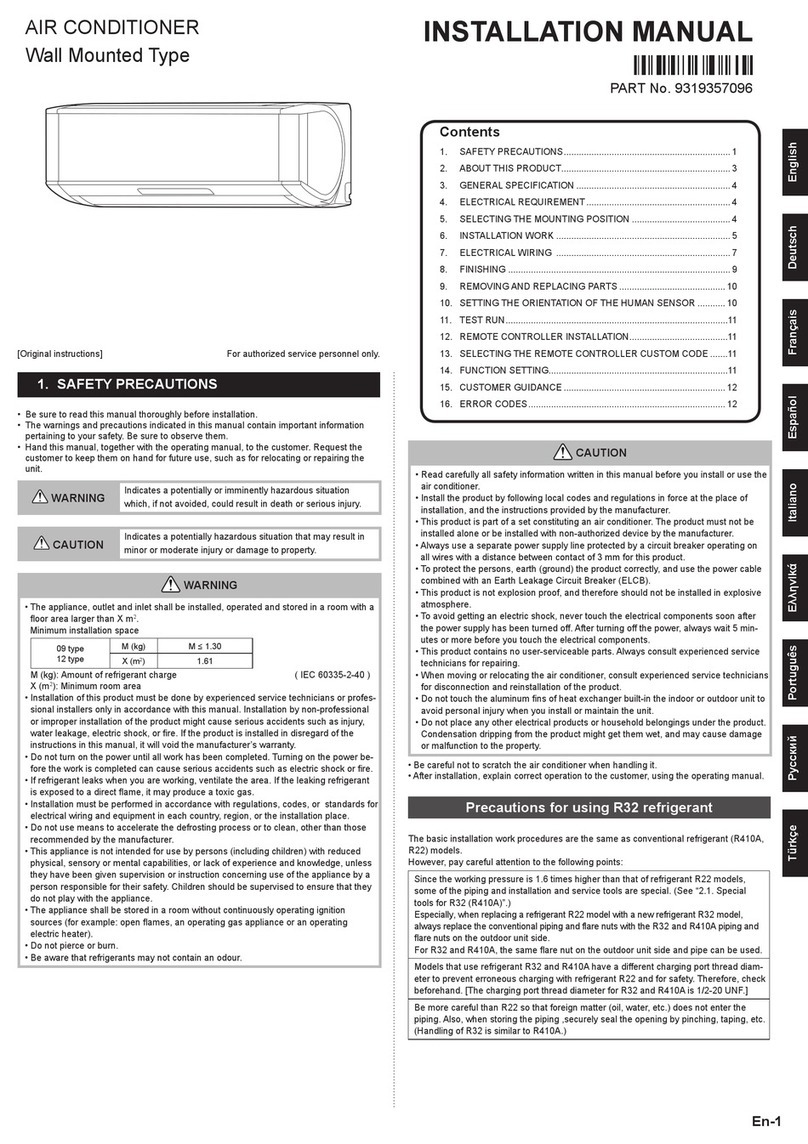 Fujitsu ASYG09KXCA series User manual
