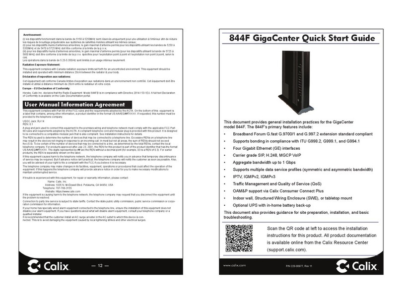 Calix GigaCenter 844F User manual