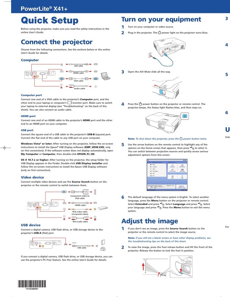 Epson PowerLite X41 Plus Specification sheet