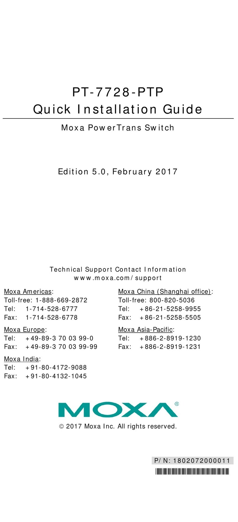 Moxa Technologies PowerTrans PT-7728-PTP User manual Moxa Technologies PowerTrans PT-7728-PTP User manual