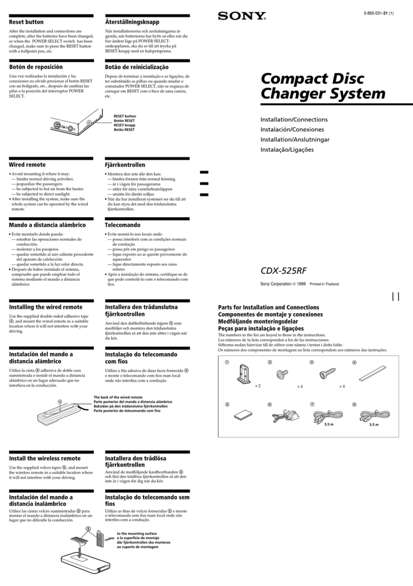 Sony CDX-525RF - Compact Disc Changer System Guide