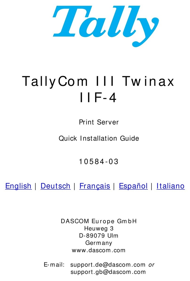 Tally TallyCom III Twinax IIF-4 Quick installation guide Tally TallyCom III Twinax IIF-4 Quick installation guide