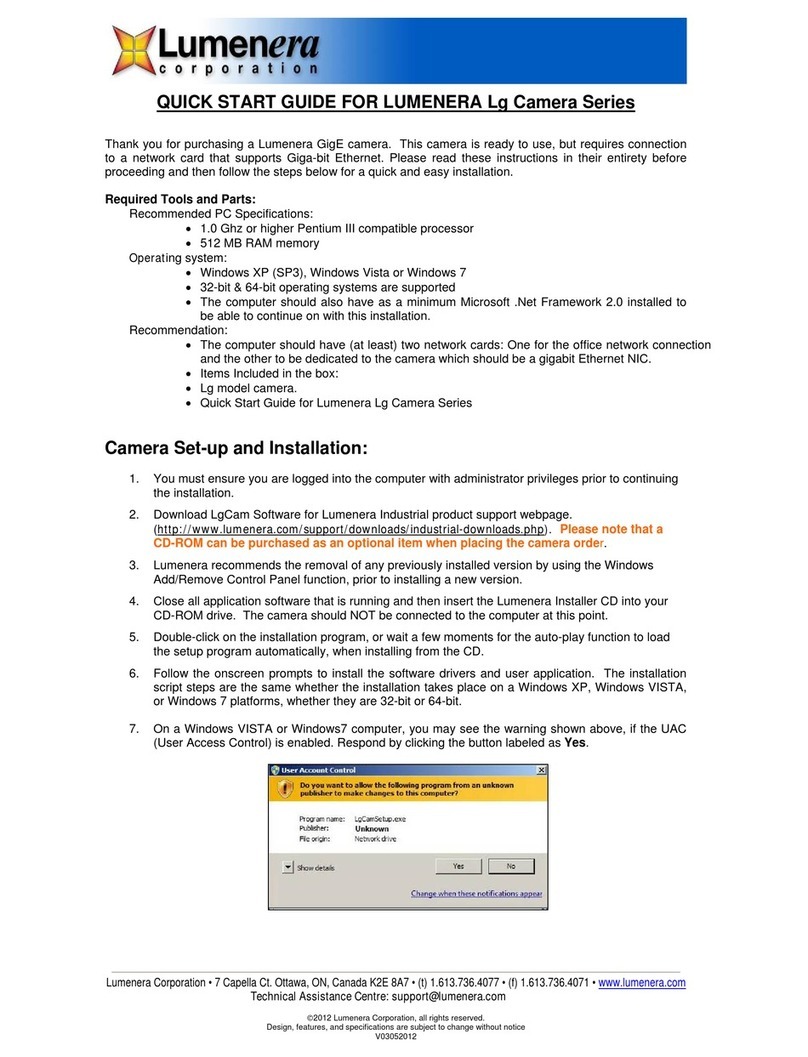 Lumenera Lg series quick start guide