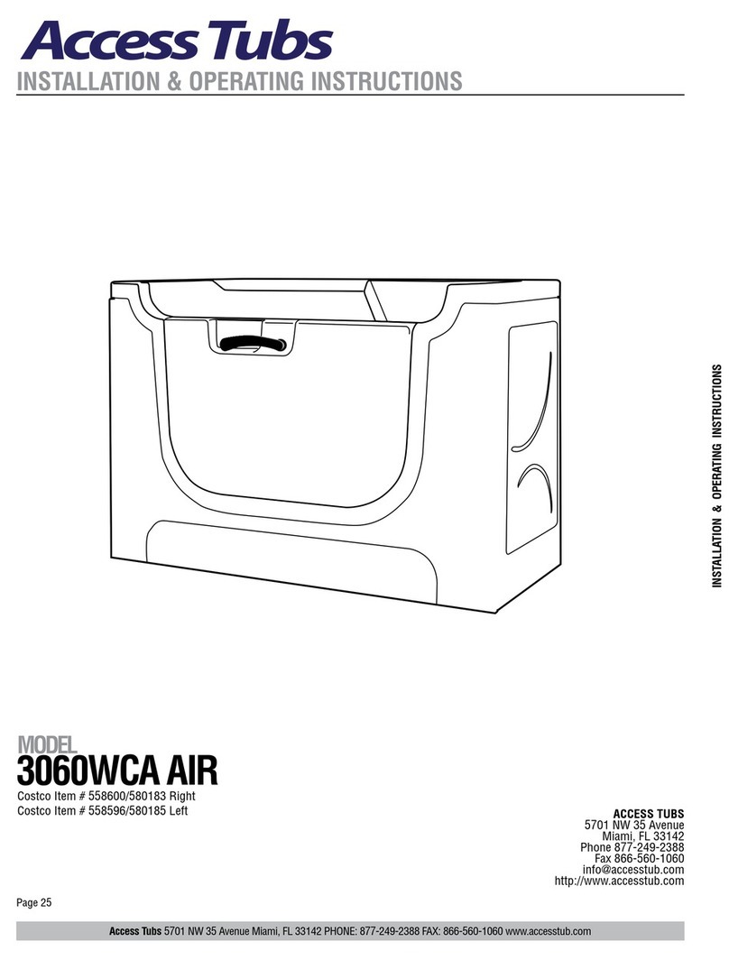 Access Tubs 3060WCA AIR Installation & operating instructions Access Tubs 3060WCA AIR Installation & operating instructions