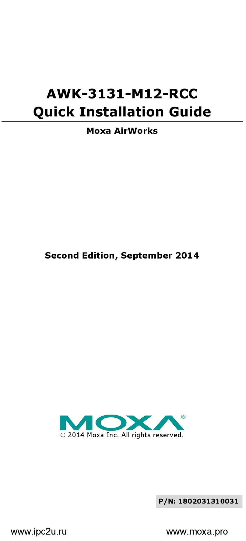 Moxa Technologies AirWorks AWK-3131-M12-RCC User manual