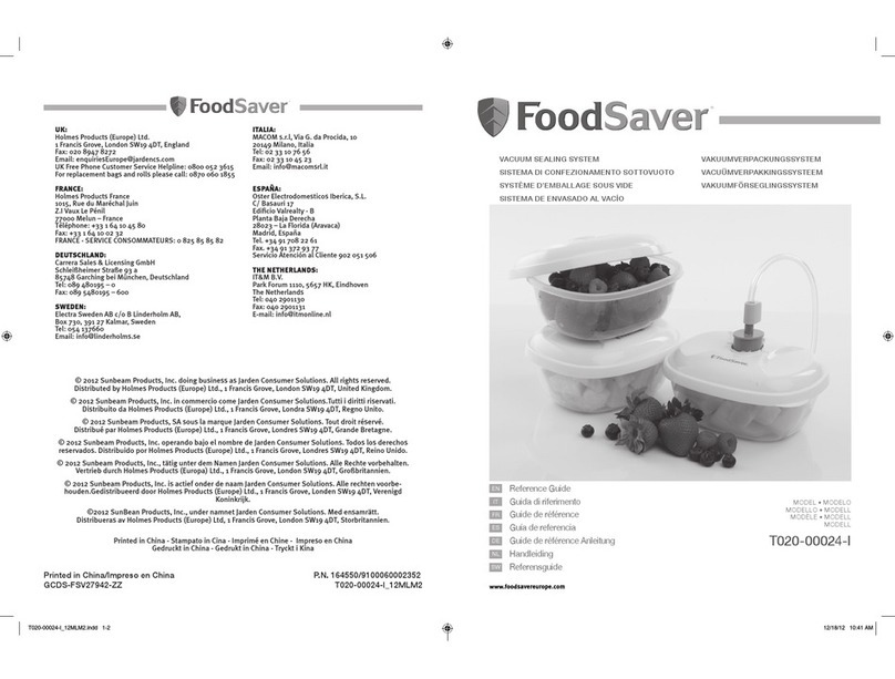 FoodSaver T020-00024-I reference guide